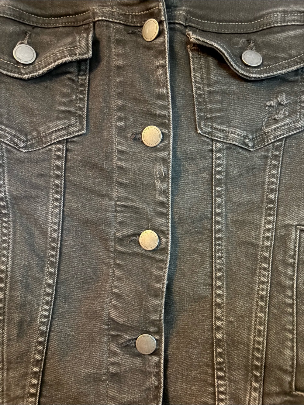 EDC Distressed Black Denim Jacket | Size S - Picture 7 of 13